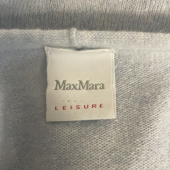 Max Mara Leisure Smirne Blue Wool Cashmere Blend V Neck Sweater Size Medium - Picture 4 of 6